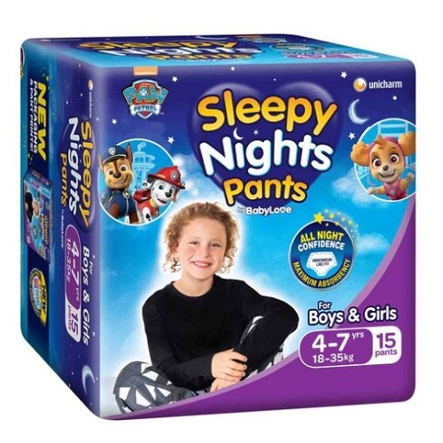 BabyLove Sleep Nights 4-7 Yrs (18-35kg) Ctn 60 (15 x 4)