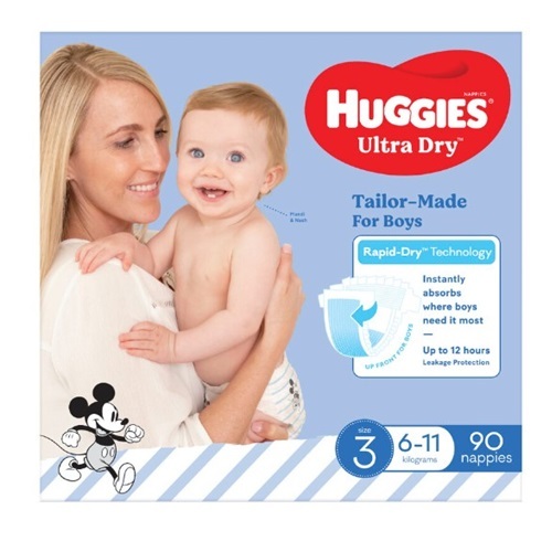 Huggies Ultra Dry Crawler BOY Size 3 (6 to 11 kg) Pack of 90