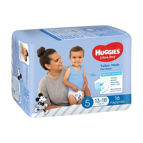 Huggies Ultra Dry WALKER BOY Size 5 (13 to 18 kg) Pack of 64
