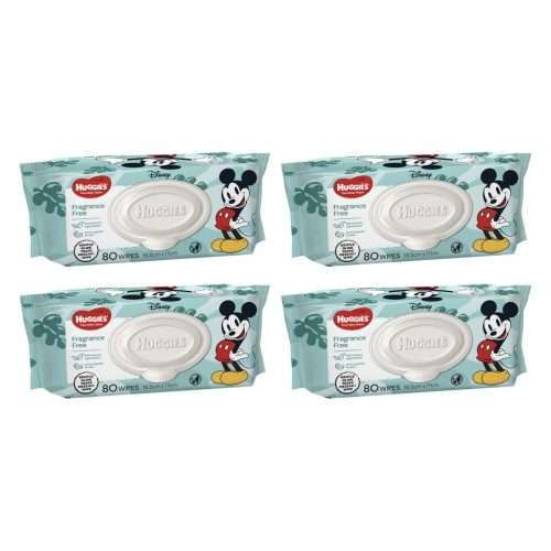 Huggies Thick Baby Wipes Fragrance Free Carton ( 80 Pack x 4 ) 24391